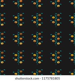 Vector halloween pumpkin seamless pattern for kids and children.