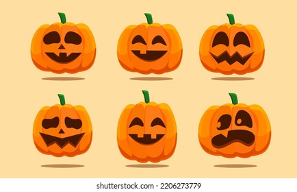Vector Halloween Pumpkin Set. Vector illustration