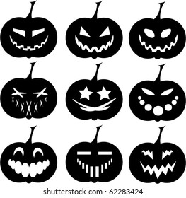 vector Halloween pumpkin silhouette collection