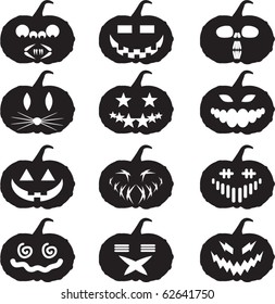 colección de siluetas de calabaza vectorial Halloween