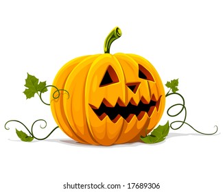 vector halloween pumpkin vegetable fruit isolated on white background