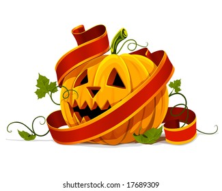 vector halloween pumpkin vegetable fruit isolated on white background