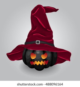 Vector Halloween Pumpkin In Witch's Hat