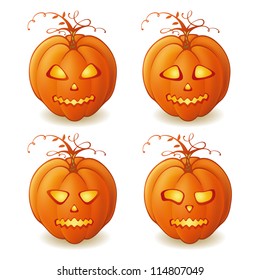Vector Halloween pumpkins with different facial expressions