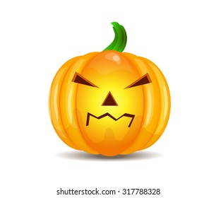 Vector halloween pumpkins isolated over white background.