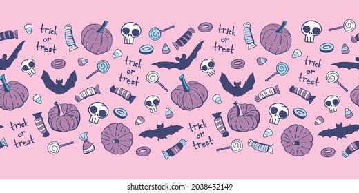 Vector halloween pumpkins skulls seamless pattern