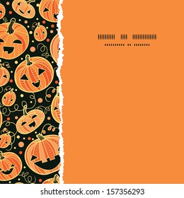 vector Halloween pumpkins square torn frame seamless pattern background with hand drawn elements