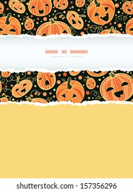 vector Halloween pumpkins vertical torn frame decor seamless pattern background with hand drawn elements