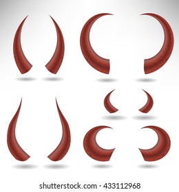 Vector Halloween Red Horns Isolated on White Background. Devils Horns