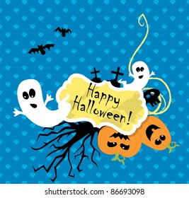 Vector Halloween scrapbooking card