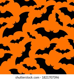 Vector Halloween fondo transparente con murciélagos negros en naranja.