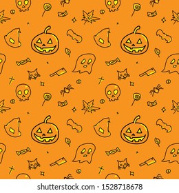 Vector Halloween seamless black and orange background pattern