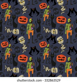 Vector Halloween seamless pattern
