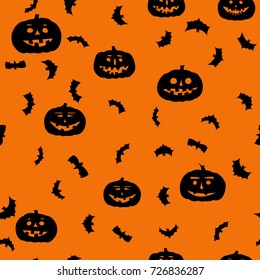 vector halloween seamless pattern - black and orange