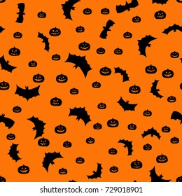 vector halloween seamless pattern - black and orange