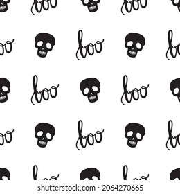 Vector Halloween seamless pattern. Design elements for halloween party poster. Flat cartoon illustration. Objects isolated on a white background.