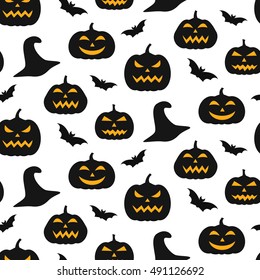 Vector Halloween seamless pattern. Design elements for party poster, invitation card. Vector illustration