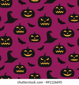 Vector Halloween seamless pattern. Design elements for party poster, invitation card. Vector illustration