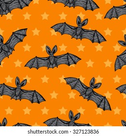 vector halloween seamless pattern with grey bats. EPS