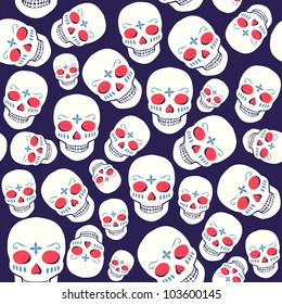 Vector Halloween seamless pattern with skulls