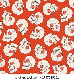 Vector Halloween seamless pattern with skulls
