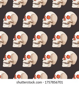 Vector Halloween seamless pattern with skulls