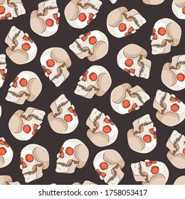 Vector Halloween seamless pattern with skulls