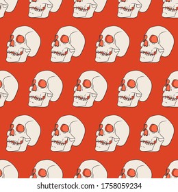 Vector Halloween seamless pattern with skulls