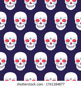 Vector Halloween seamless pattern with skulls