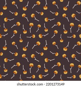 Vector Halloween seamless pattern with toffee apples