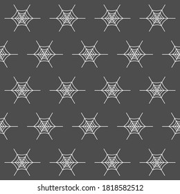 Vector halloween seamless pattern with white spider web on black background