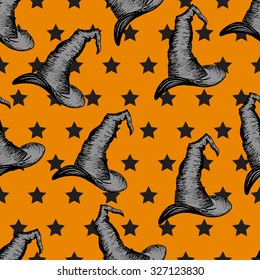 vector halloween seamless pattern with witch hats. EPS