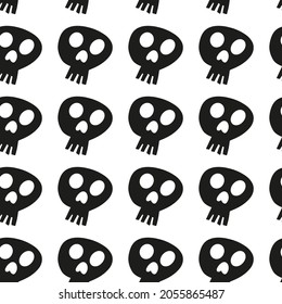 Vector halloween seamless patterns. Cartoon skulls. Halloween elements for scrap-booking. Illustration for seasonal design, textile, decoration  or greeting card. Hand drawn prints and doodle. 