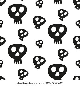 Vector halloween seamless patterns. Cartoon skulls. Halloween elements for scrap-booking. Illustration for seasonal design, textile, decoration or greeting card. Hand drawn prints and doodle. 