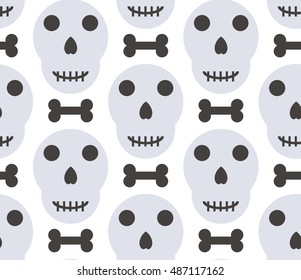 Vector halloween seamless patterns. Cartoon skulls. Halloween element.
