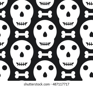 Vector halloween seamless patterns. Cartoon skulls. Halloween element.