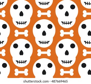 Vector halloween seamless patterns. Cartoon skulls. Halloween element.