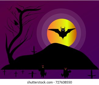 Vector for Halloween season with the moon and purple background. 