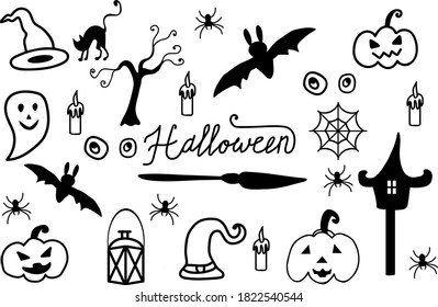 vector halloween  set of elements isolated on white background. 
