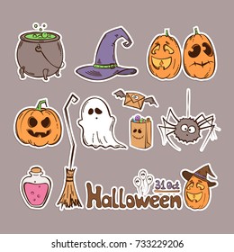 Vector Halloween set of vector icons. Stickers