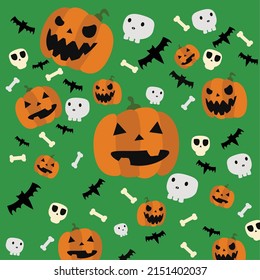 Juego de vectores de halloween jack de linterna y murciélago