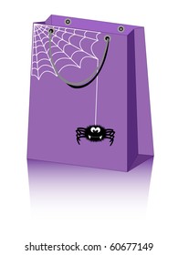 vector Halloween shopping bag with cute spider
