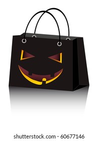 vector Halloween shopping bag with scary face