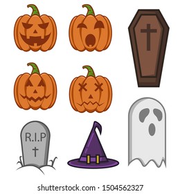 vector halloween with simple style color