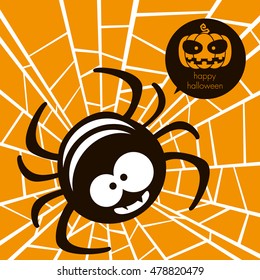 Vector of halloween spider on spider web