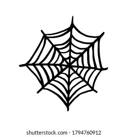 Vector halloween spider web clipart. Funny, cute illustration for seasonal design, textile, decoration kids playroom or greeting card. Hand drawn prints and doodle.