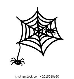Vector halloween spider web clipart isolated on white background. Funny, cute illustration for seasonal design, textile, decoration kids playroom or greeting card. Hand drawn prints and doodle.