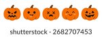 Vector halloween spooky pumpkin set in flat design. Cute orange vegetables. Adorable clipart for autumn, thanksgiving and seasonal decoration. Funny jack o lantern collection.