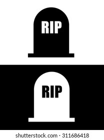 Vector Halloween Tombstone Icon Set in Black and Reverse