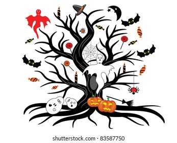 Vector Halloween tree